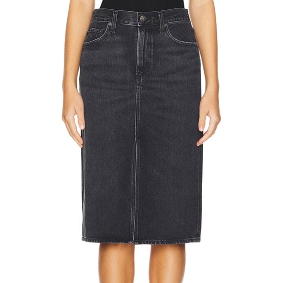 NWT Agolde Gaia Pencil Skirt in Paradox Wash Black Size 27